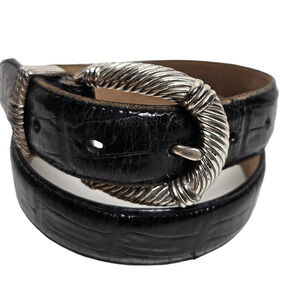 Brighton Leather Belt Women's M Black Silver Western